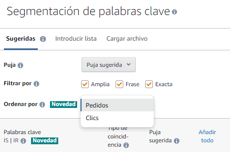 segmentación palabras clave amazon ads