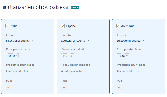 campañas internacionales amazon ads