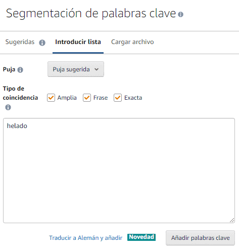 segmentación palabras clave amazon ads